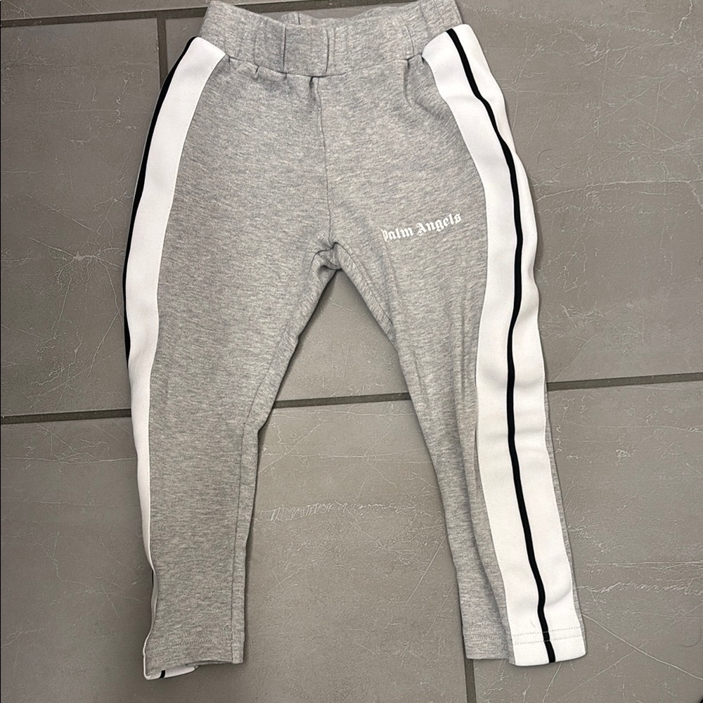 Palm Angels Gray and White Joggers with Tapered Fit